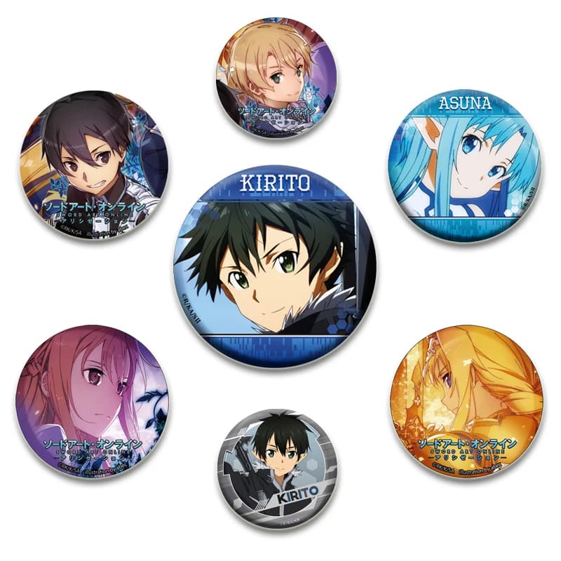 Sword Art Online Spille Icone Bottone Distintivo in banda stagnata Spilla rotonda fai-da-te Distintivi di cartoni animati per zaino Cappello Accessori per gioielli Regali