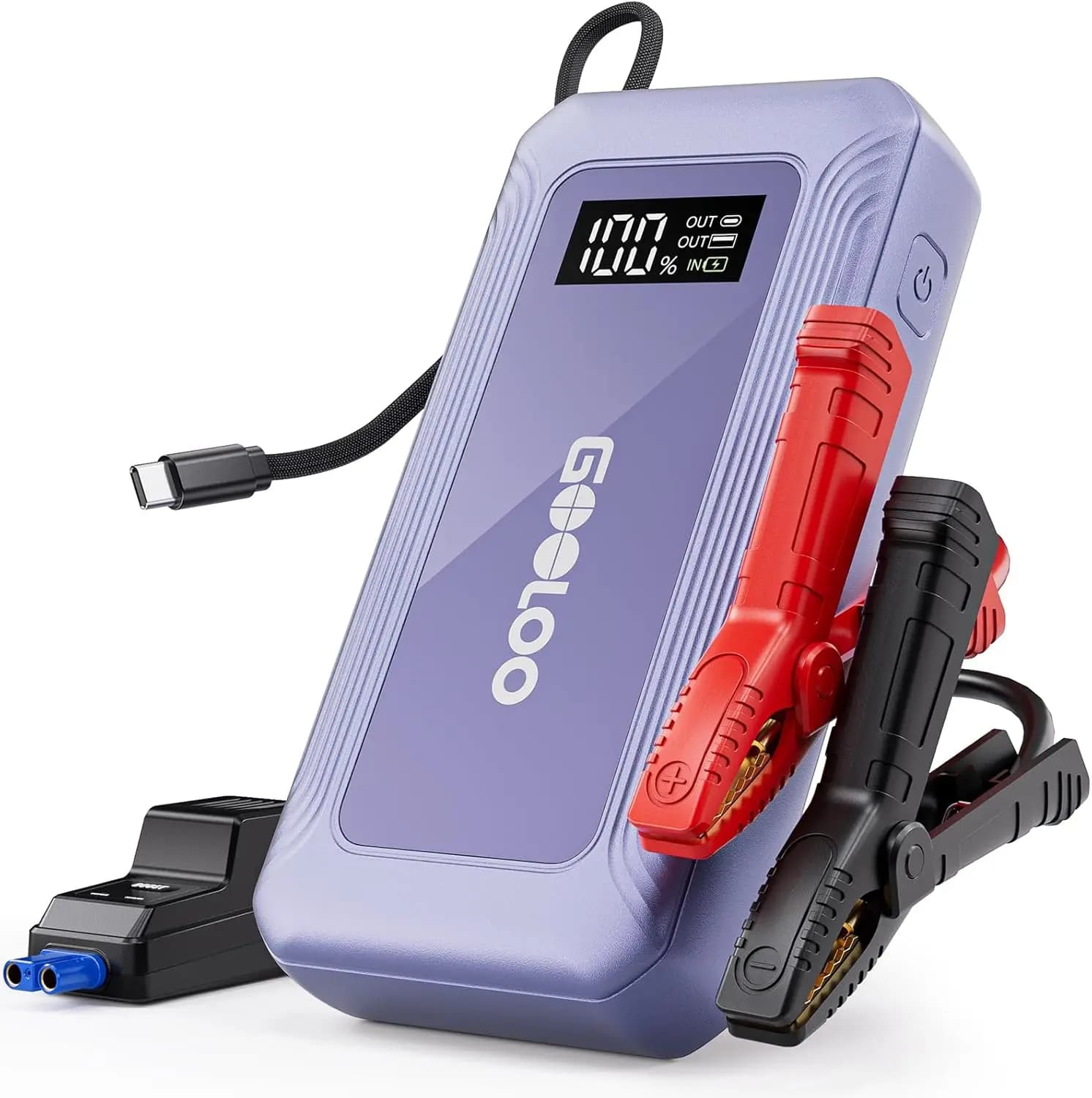 Avviatore d'Emergenza Portatile 3000A con Ricarica Rapida 45W, Power Bank per Motori Benzina/Diesel, Luce LED di Emergenza