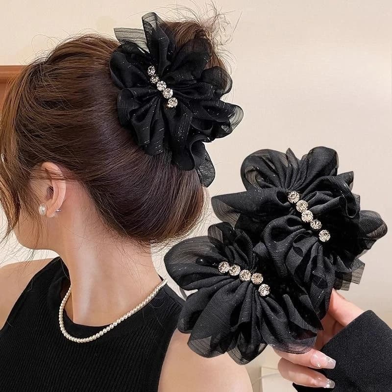 Coreano maglia fiore coda di cavallo forcina clip a banana temperamento elegante parte posteriore della testa clip di squalo accessori per lo styling dei capelli della ragazza delle donne