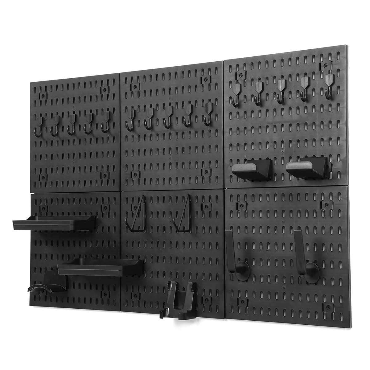 Organizzatore da parete multifunzionale con pannello forato, design modulare a carichi pesanti, portaoggetti periferico da gioco con ganci, ripiani di Enjoywood