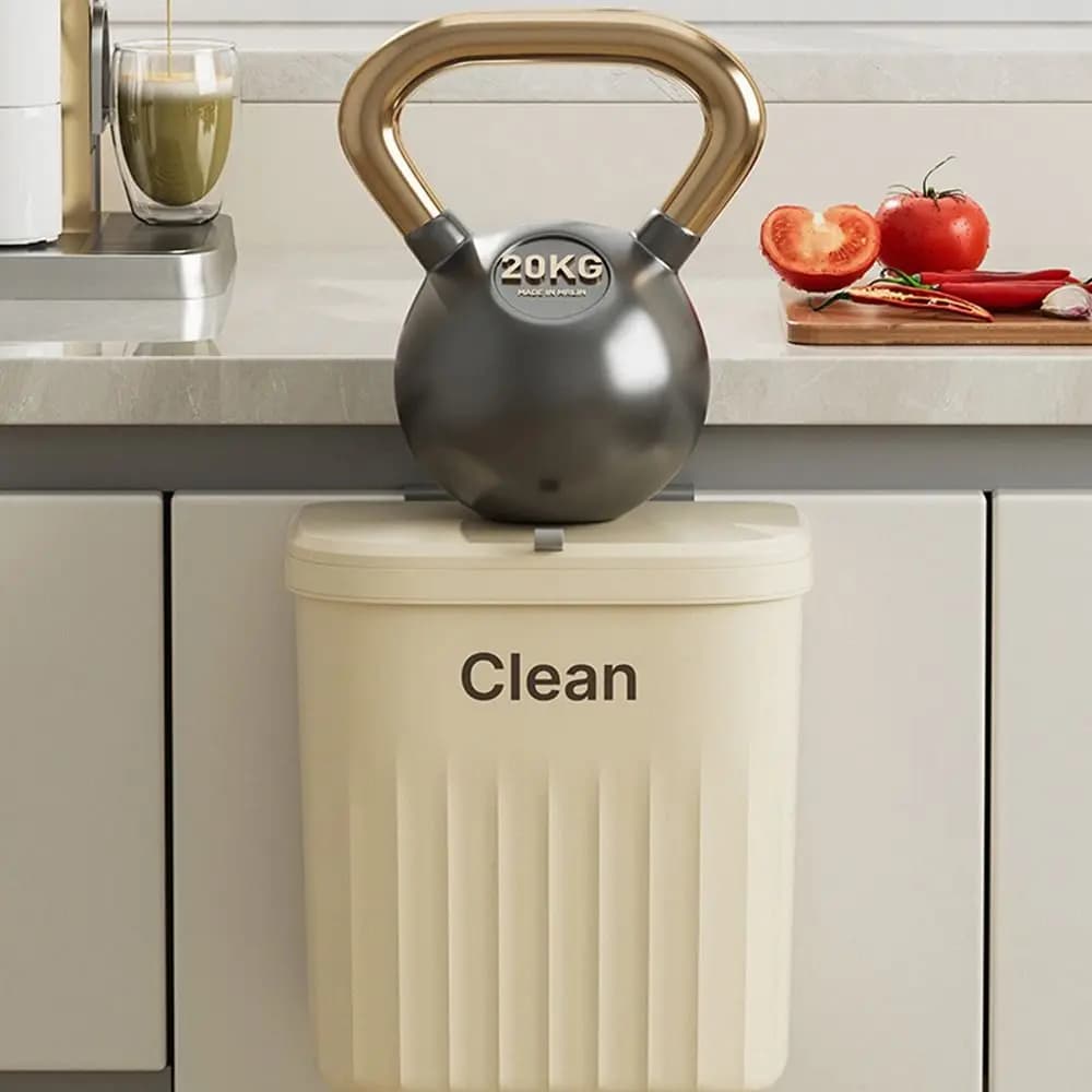 1Pcs Durable Cabinet Compost Trash Can With Lid Wall Mounted Waste Garbage Bin 8.5L/12L Hanging Kitchen Bin