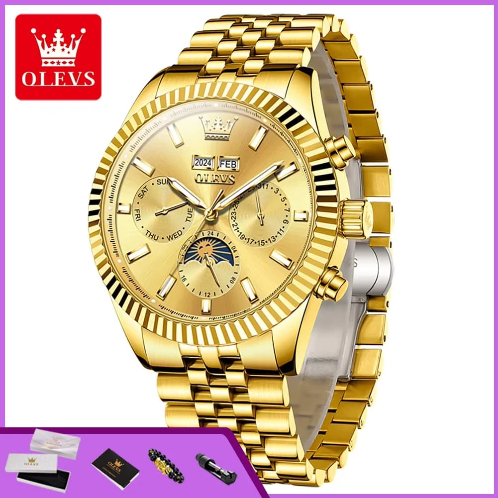 OLEVS 6688 Automatic Watch for Men Luxury Top Brand Original Mechanical Wristwatches HD Luminous Waterproof Moon Phase Man Watch