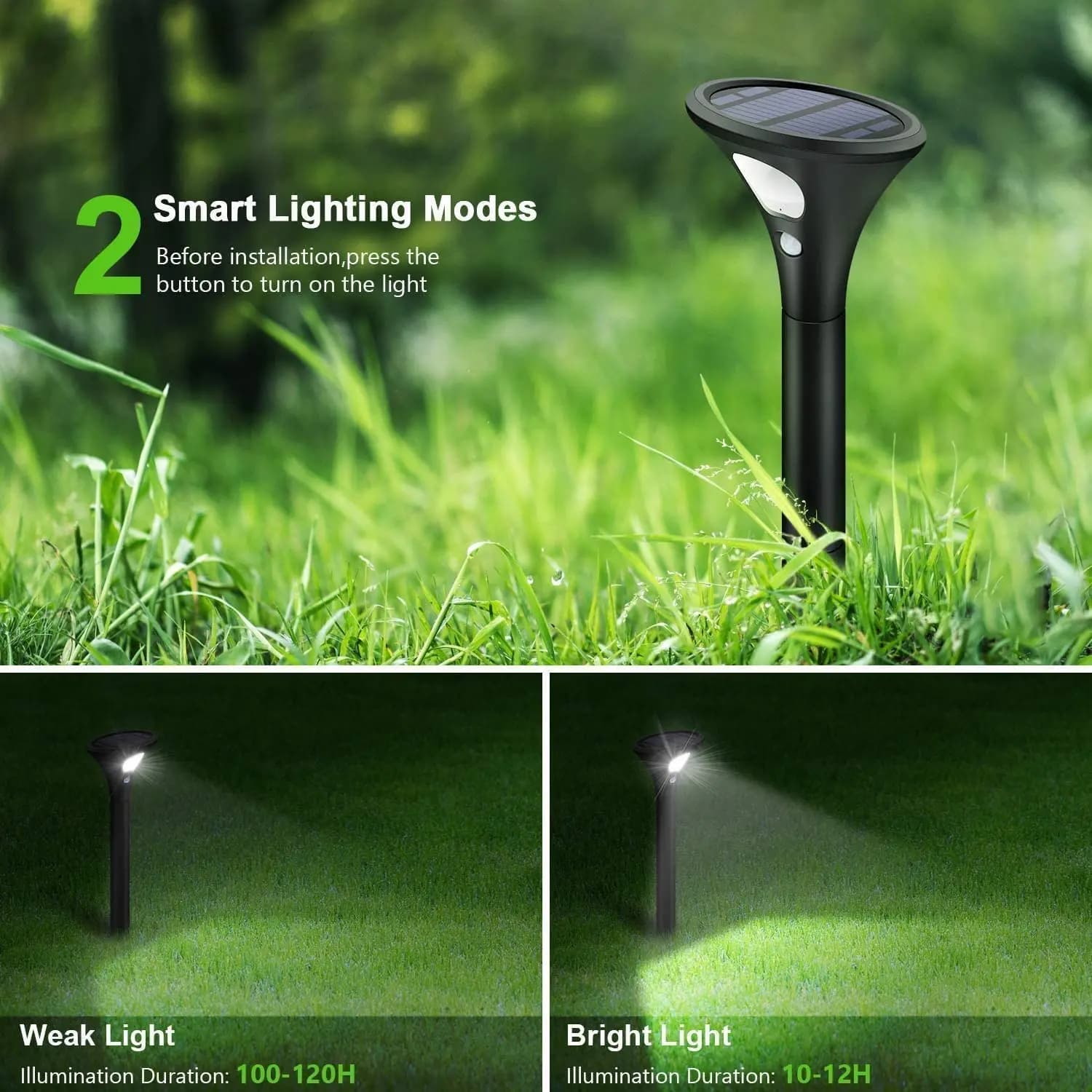 A76X-Solar Spot Lights Outdoor, confezione da 4 luci solari a LED per esterni con sensore di movimento, accensione/spegnimento automatico, impermeabili