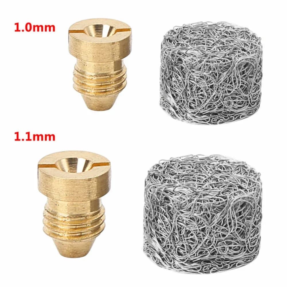 Punte per ugelli per orifizio schiuma di neve con filettatura universale in ottone da 1,0 mm/1,1 mm + creatore di schiuma per lancia schiuma di neve Ugello Lances in acciaio inossidabile