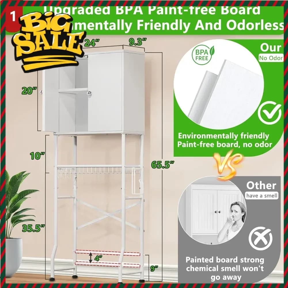 Mobiletto salvaspazio da bagno a 2 ante, resistente all'acqua, bianco, in offerta speciale.