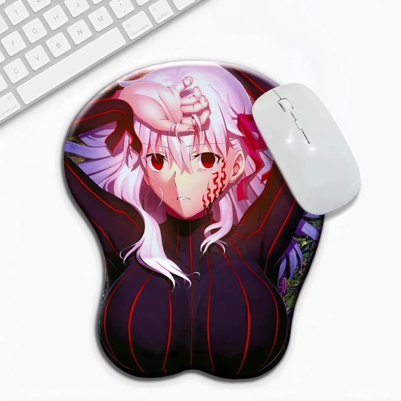 Tappetino per mouse con poggiapolsi in silicone per seno 3D, personaggio anime giapponese della ragazza del destino, ergonomico