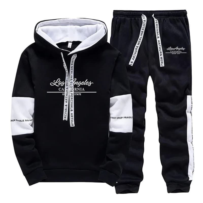 Men's Casual Sports Suit with Hood, Spring Comfortable, Hot Sale, Quality Printed Sweatshirts and Pants for Daily Use at Open