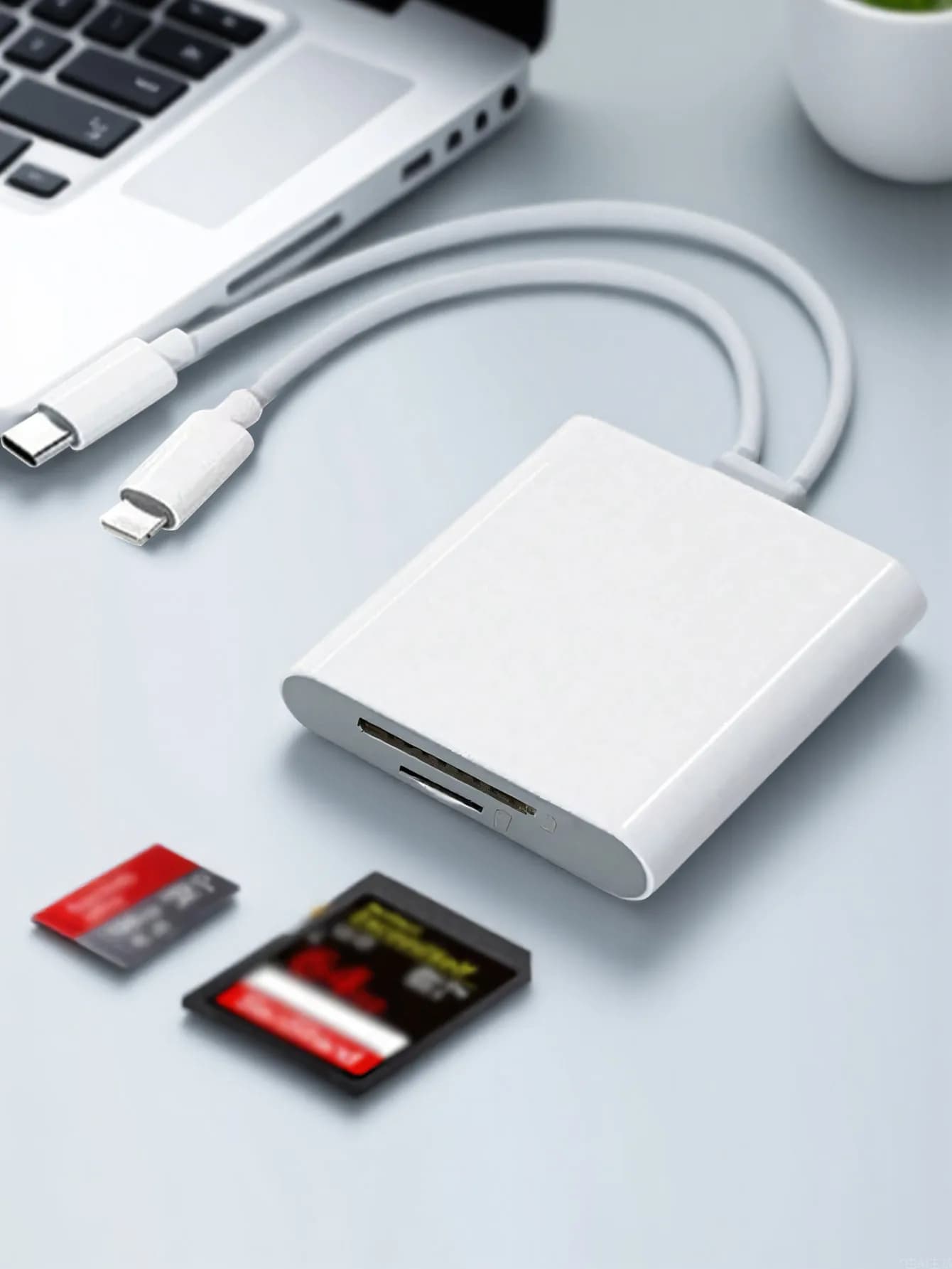Lettore di schede dual-card a doppio filo, supporta il lettore di schede SD/TF, adatto per telefoni cellulari e tablet Apple Type-C