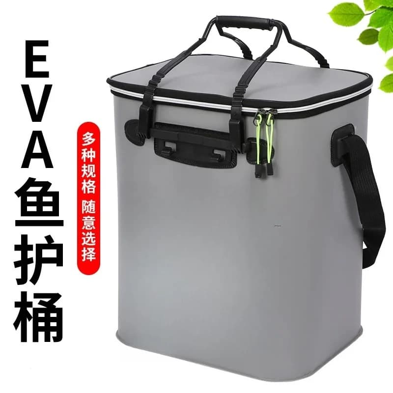 Portable Foldable Live Fish Bucket with Lid Outdoor Fishing Water Tank Multifunctional Tackle Storage Tool Container Box