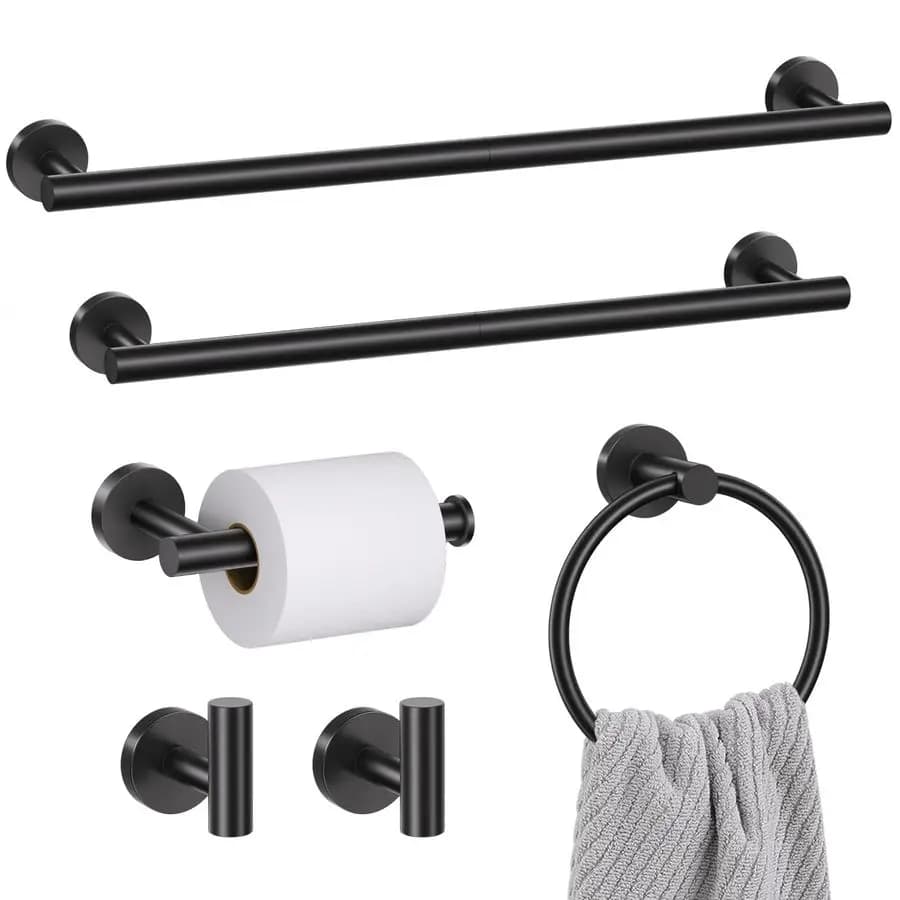 Pezzi Set di accessori per il bagno con portasciugamani nero opaco, set di portasciugamani per accessori da bagno nero opaco da 23,6 pollici, acciaio inossidabile SUS304