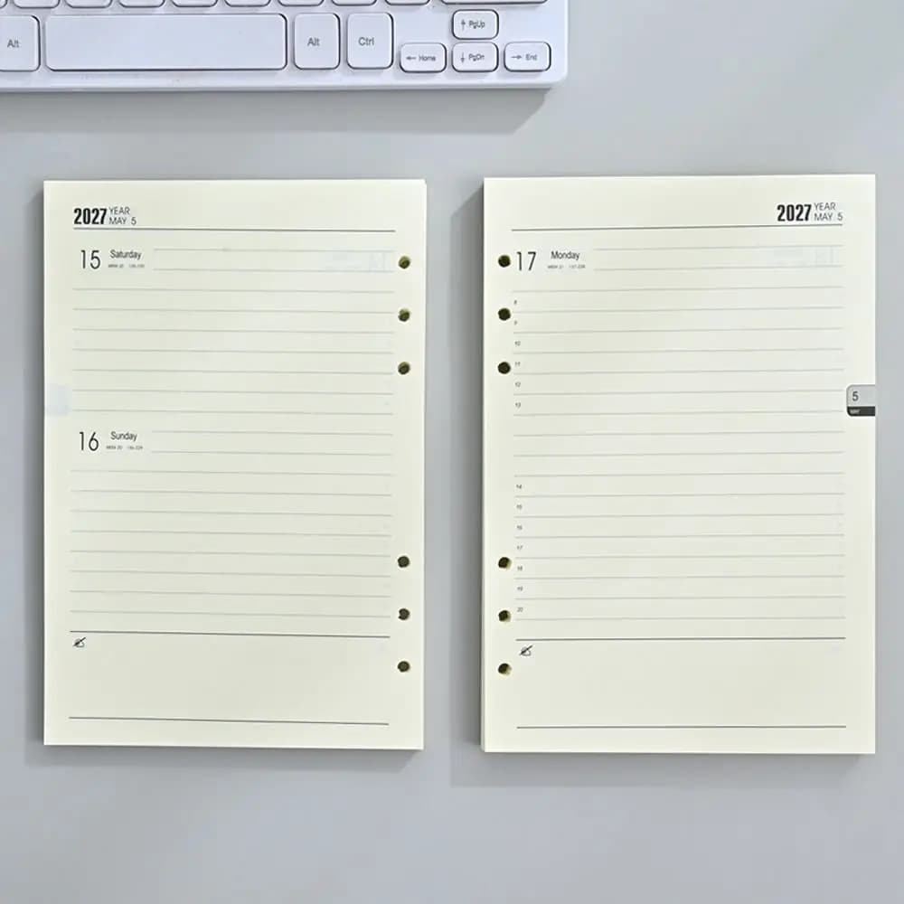 A5 2027 Journal Agenda Plannner Notebook English Paper Diary Planner Refill Pages Loose Leaf Binder Notebook Refill