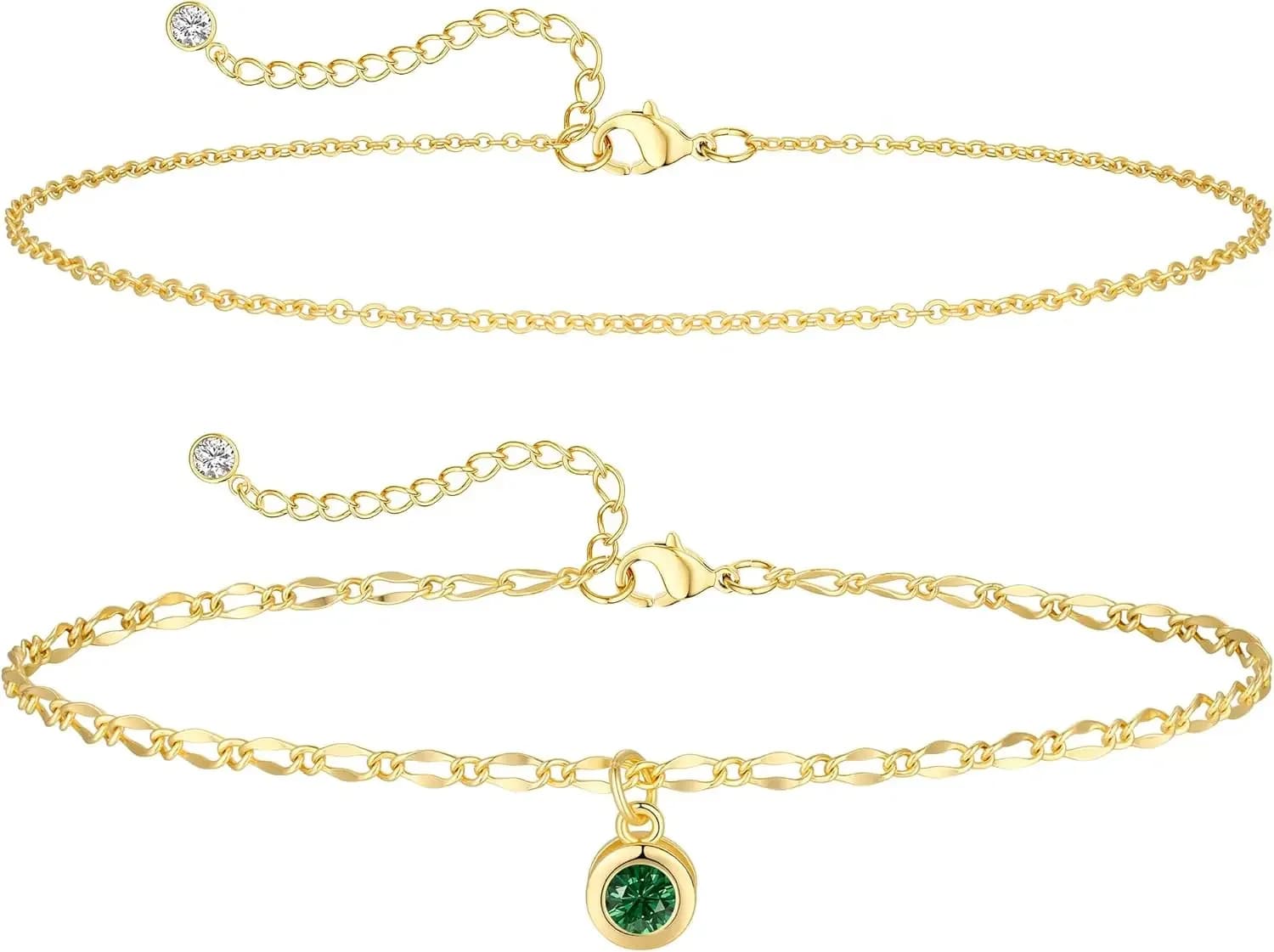 Cavigliere con Diamanti e Smeraldi Placcate in Oro 14K per Donne e Madri