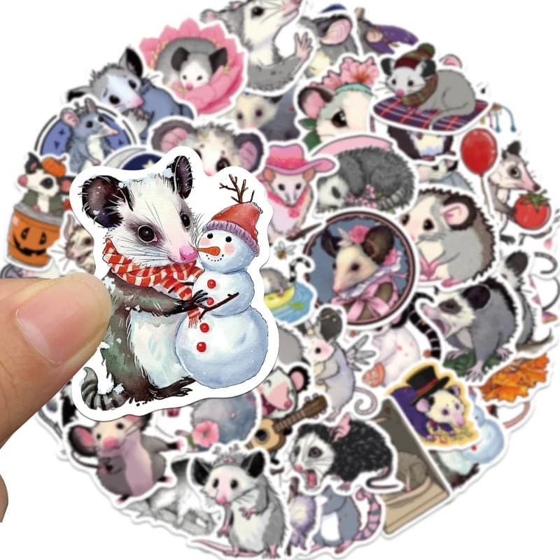 50 pezzi adesivi in vinile con ratti carini adesivi animali graffiti impermeabili adesivi per roditori per bottiglie d'acqua scrapbook per computer portatile