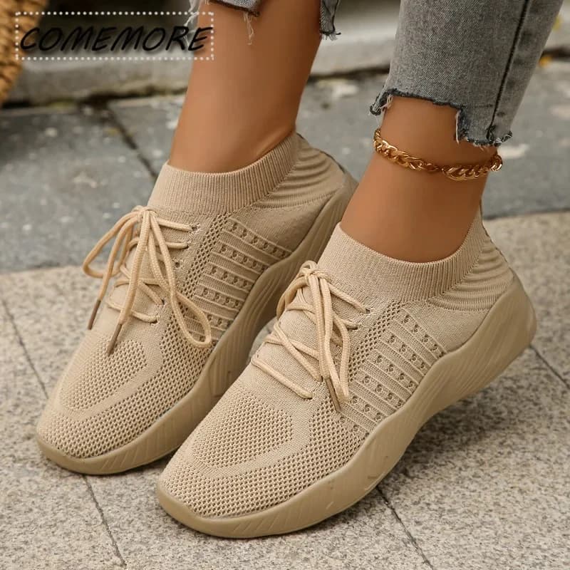 Women's Fashionable and Breathable Gymnastics Shoes Women's Knit Casual Flat Cut Low Size Casual Shoes For Women's Spring Running Shoes 2025