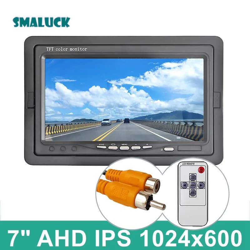 SMALUCK Car Monitor AHD IPS 7 Inch AV Support for Retrovisory Monitor CVBS 720P 1080P AHD Car Camera