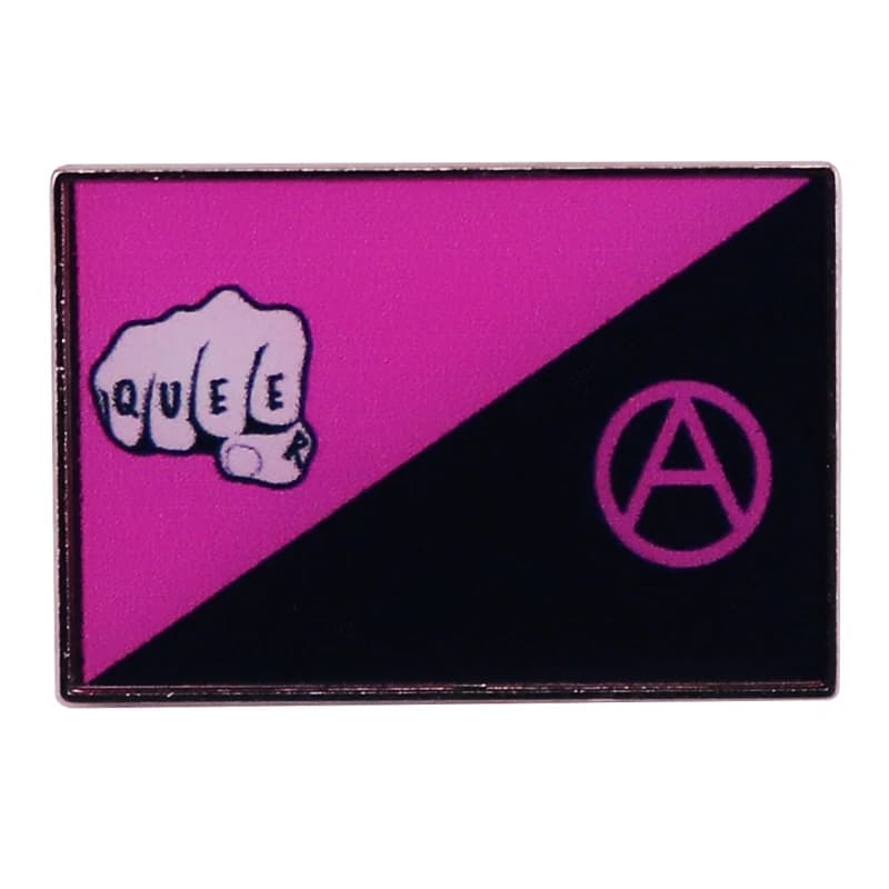 Pugno Queer anarchismo Pin k & Black Flag smalto Pin Badge zaino decorazione gioielli
