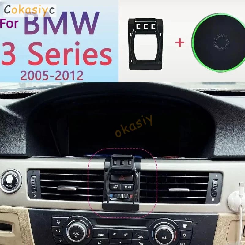 Magnetic Car Phone Holder For BMW 3 Series E90 E93 2005 2006-2012 15W Wireless Charging Phone Stand Base Accessories