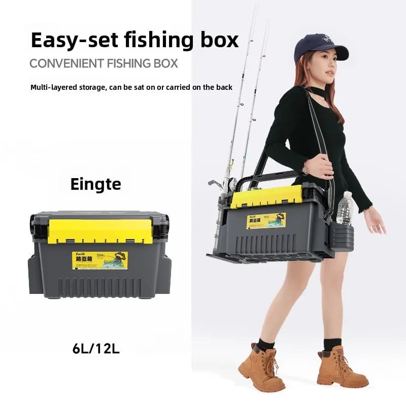 Cassetta da Pesca con Sedile, Contenitore Multifunzionale per Pesca in Mare/Con Esche, Organizzatore Completo per Attrezzatura da Pesca Portatile per Barca, Fiume, Lago