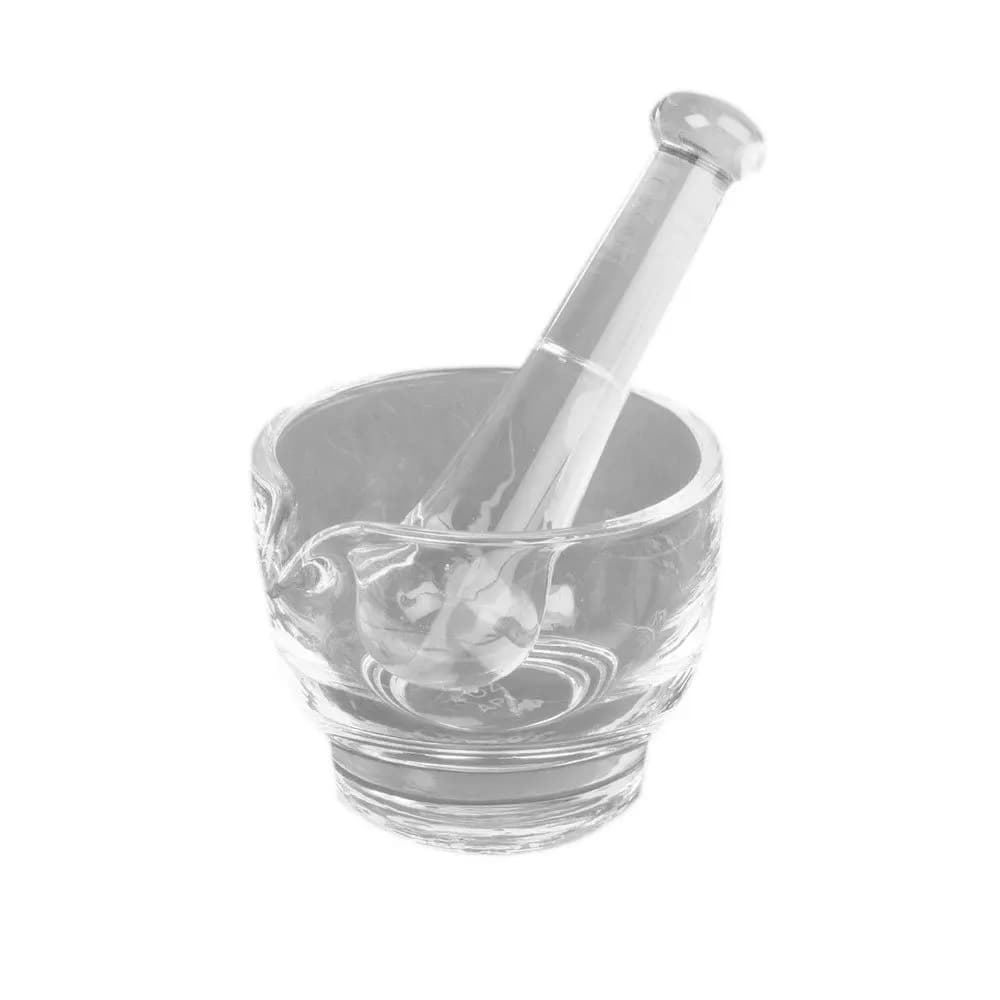 Set Mortaio e Pestello in Vetro da 2 oz, Trituratore e Miscelatore per Erbe, Medicinali e Spezie