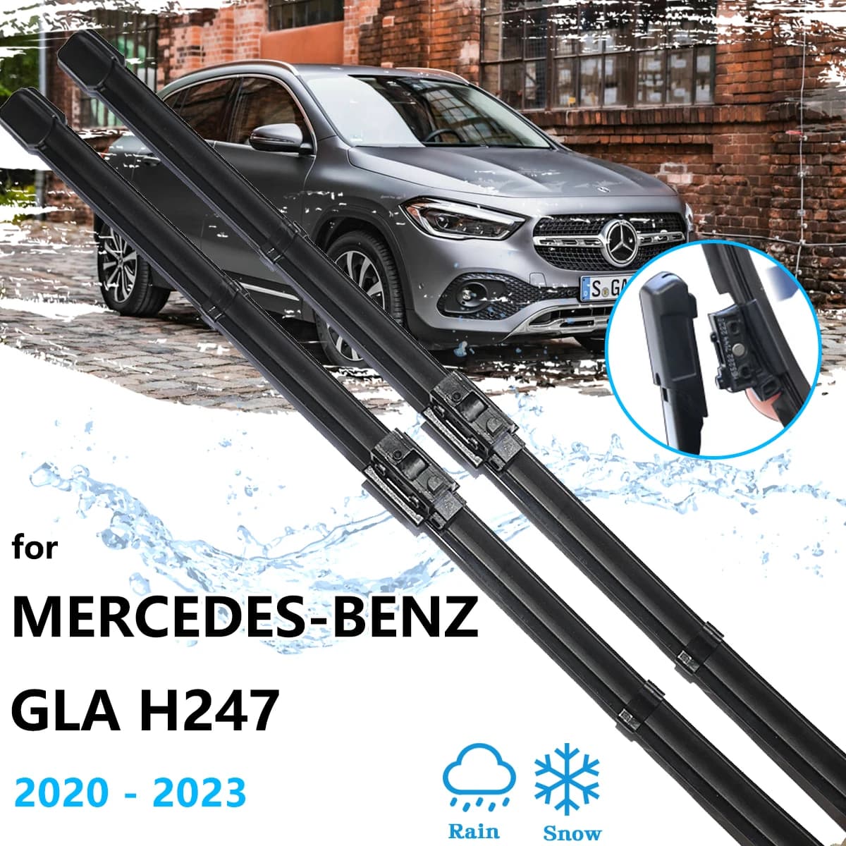 3x Per Mercedes-Benz GLA H247 MK2 EQA 2020 2021 2022 2023 Anteriore Posteriore Spazzole Tergicristallo Set Spazzole Rondelle Finestre Pulizia Accessorie