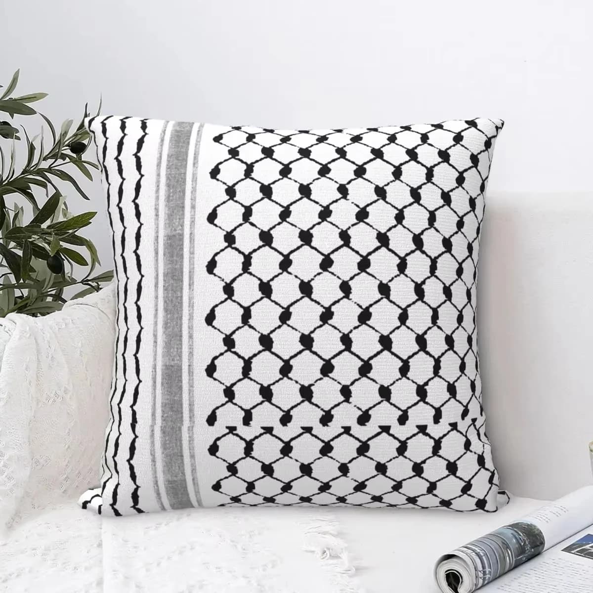1 fodera per cuscino con motivo Keffiyeh, stampa 2D su entrambi i lati, in morbido poliestere, per decorazioni casa, divano, camera da letto, auto