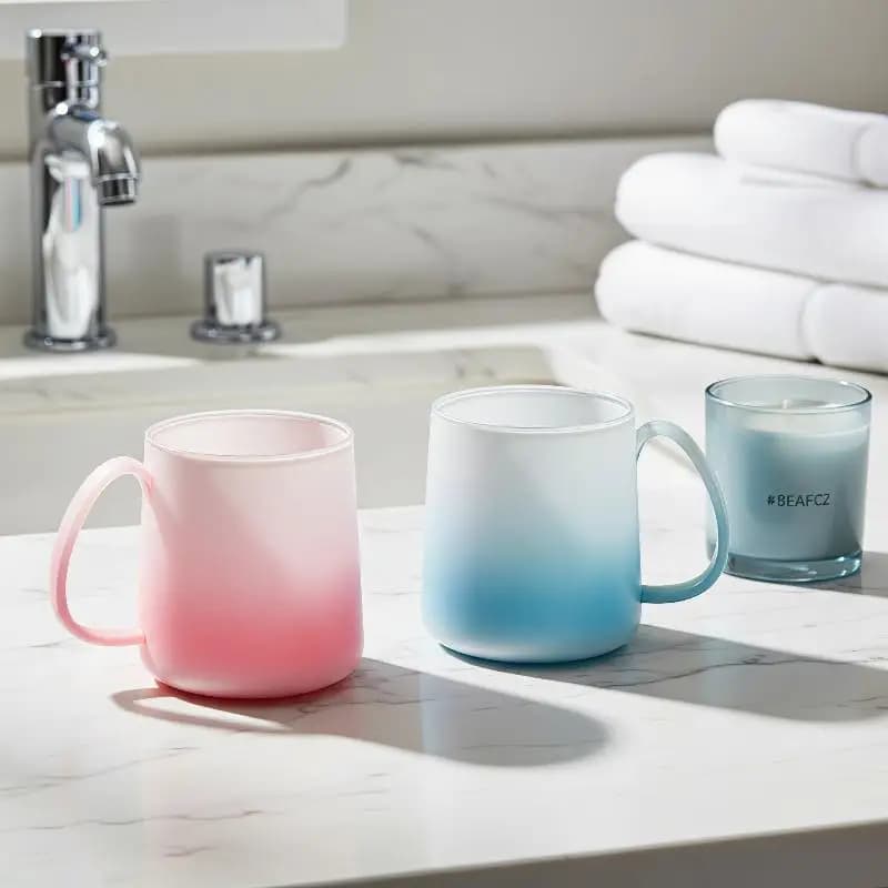 Gradient Translucent Jelly Mouthwash Cup Limescale Resistant Food Grade Toothbrush Holder for Family Bathroom Use