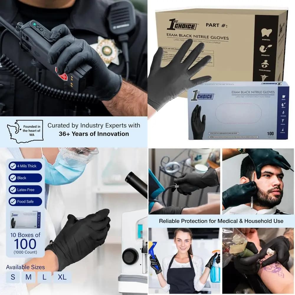 Guanti in Nitrile Monouso, Senza Lattice, Ideali per Uso Medico, Dentistico e Pulizie, Spessore 4 Mil