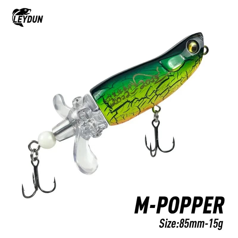Popper Fishing Lures Top Water Hard Baits Whopper Plopper Soft Rotating Tail 85mm 15g Popper Wobblers per Bass Pike