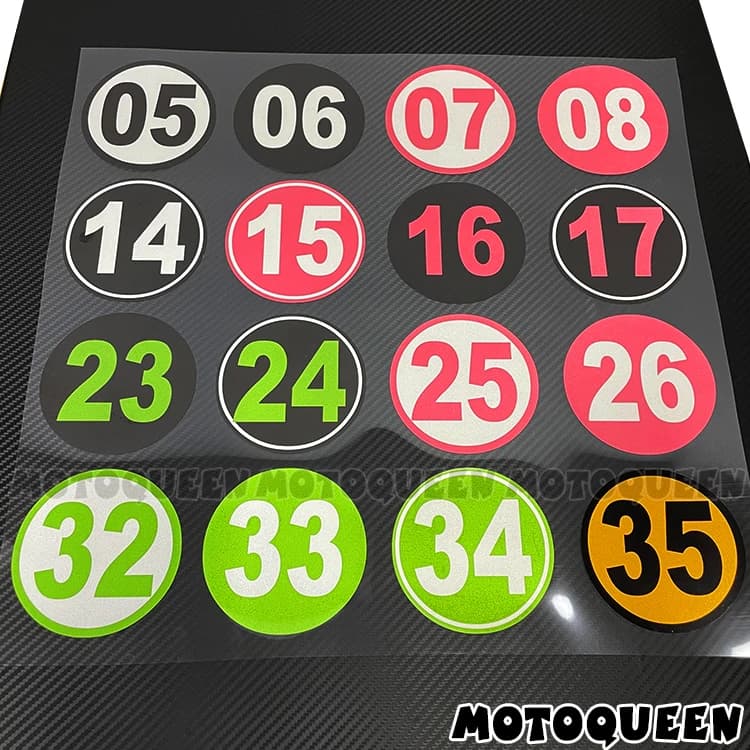 2X Racing Number 05 06 07 08 14 15 16 17 23 24 25 26 32 33 34 35 Rilievo del carro armato Casco Decal Cerchio Adesivi per moto Moto
