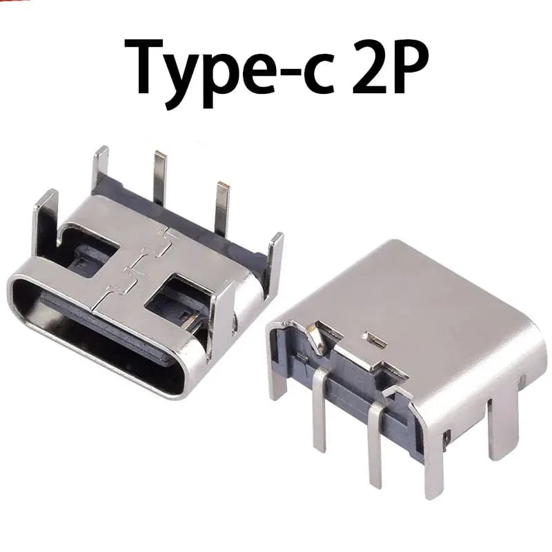 1-20Pcs Type-C 2Pin Horizontal 90 ° Plug-in Board Quick Charging Type-C Female USB Female Plug-in Connector