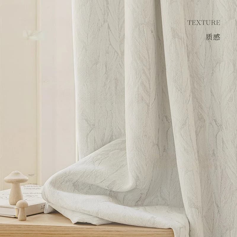 French Light Luxury Small Feather Jacquard Thickened Chenille Blackout Curtain Fabric High-end Bedroom Living Room Dining Room