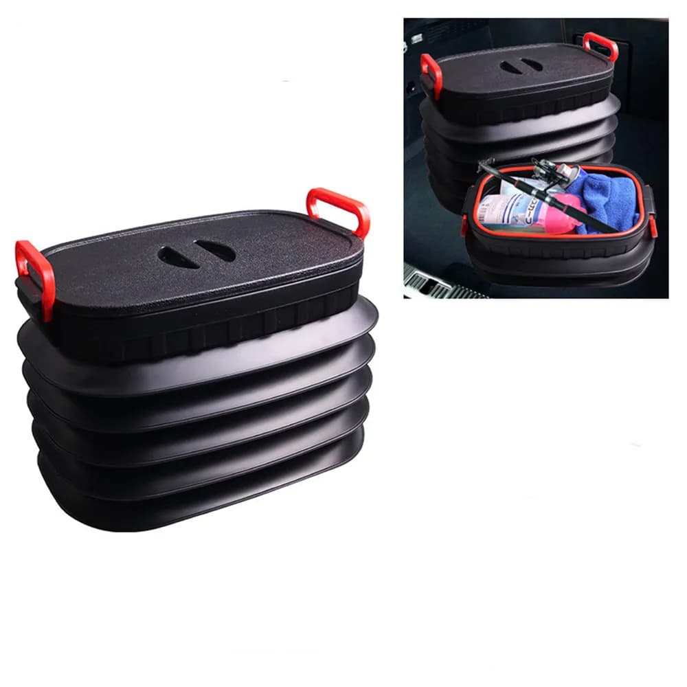 Sacchetto della spazzatura automatico impermeabile da 18 litri ABS/PP Bidone della spazzatura per auto pieghevole portatile Bidone della spazzatura per auto con coperchio Cestino dei rifiuti per auto retrattile