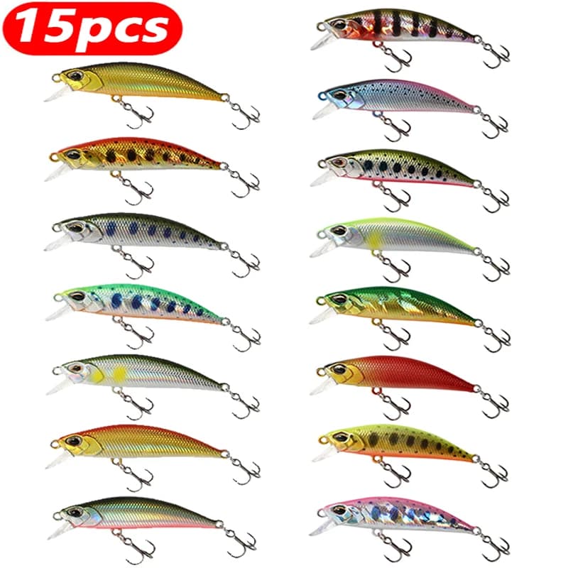 15Pcs Sinking Minnow Fishing Lures Jerkbait Bass Pike Carkbait Wobblers Swimbait Professional Hard Bait