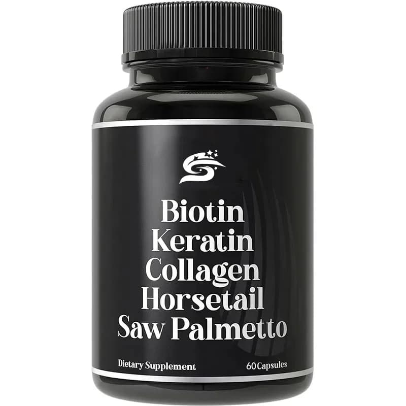 Biotina+keratina+collagene+coda di cavallo+sega. Integratore avanzato per la crescita dei capelli 5 in 1, capsula contenente biotina per capelli sparsi