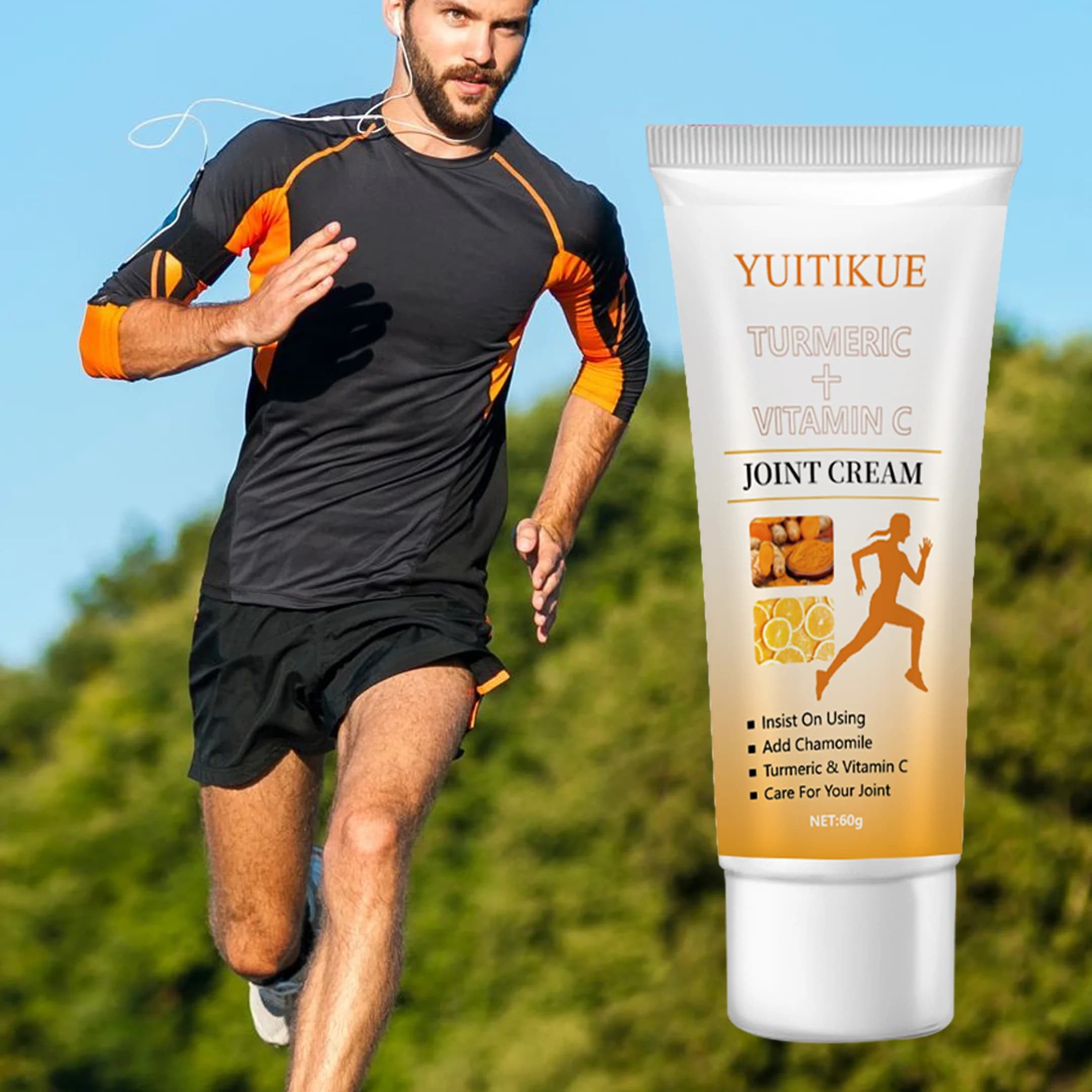 YUITIKUE Crema per le articolazioni 60g - Idrata le articolazioni e la pelle, Texture leggera, Facile da assorbire e non appiccicoso, con curcuma e vitamina C