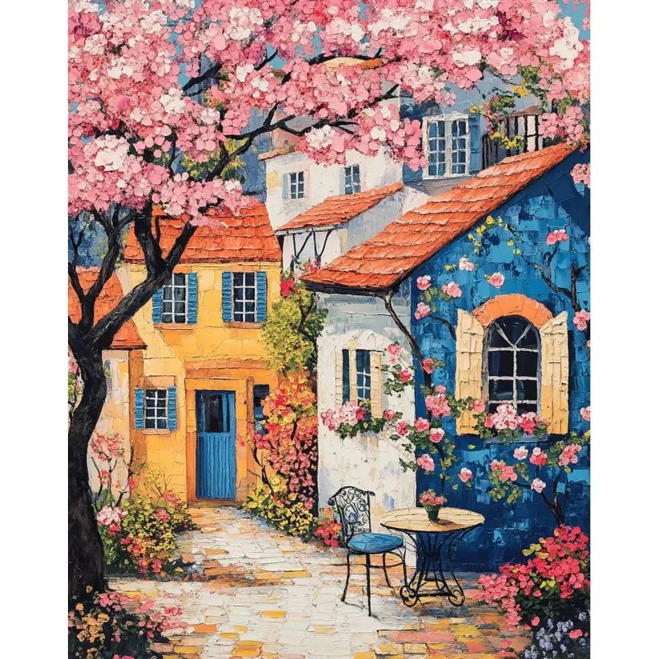 RUOPOTY The Yellow House Diamond Painting Kits Art Supplies Decorative Paintings Landscape Full Round Abstract Original Gifts