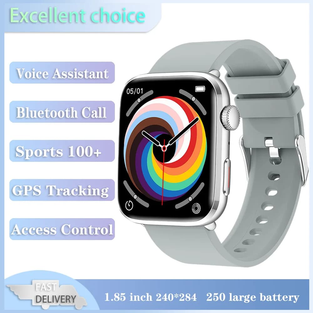 Smartwatch for Women and Men NFC 1.85' GPS with Movement Tracking, Cardiaca Frequency Monitoring, Bluetooth Calls, Waterproof Man Watch