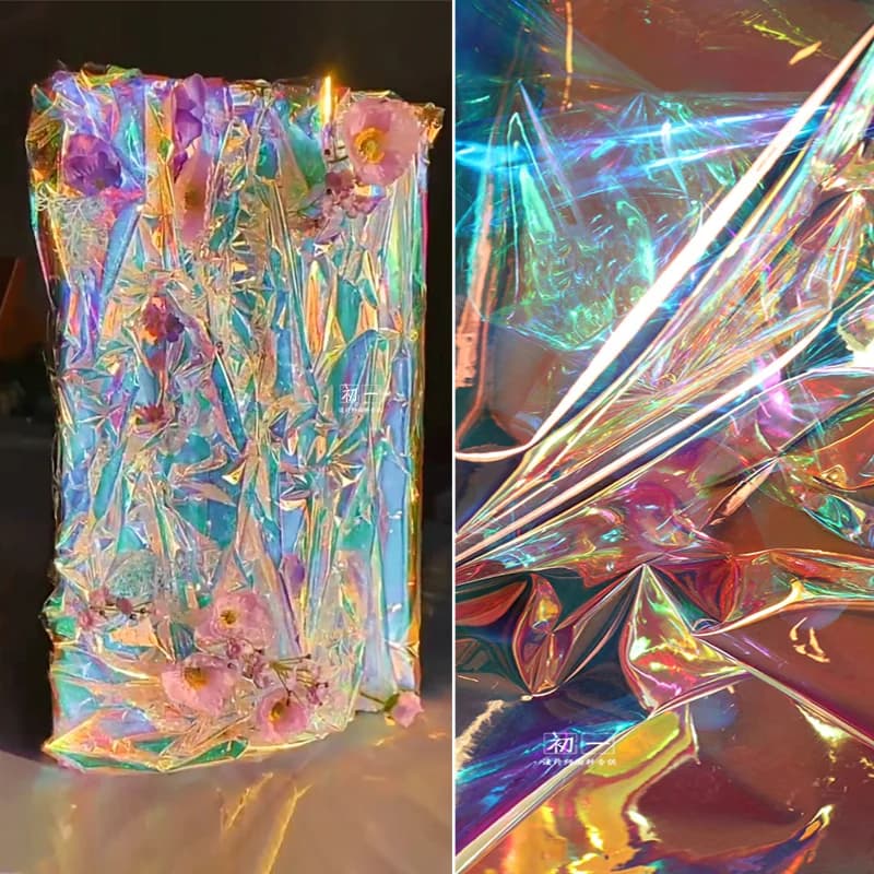 Tessuto colorato con pellicola sfumata trasparente in TPU per pacchetto di abbigliamento creativo fai-da-te impermeabile Panno di moda di design
