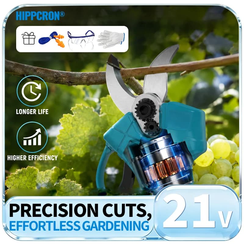 Hippcron 35MM Electric Pruning Shears Garden Tool Branche Cutter Fruit Tree Branch Potted Plant Trim for Makita 18V（NO Battery）