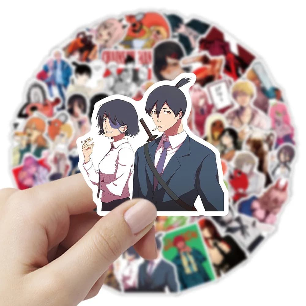 10/52PCS Anime Chainsaw Man Graffiti Stickers Waterproof Decals for Luggage Motorcycle Luggage Trolley Notebook Phone Case Toy