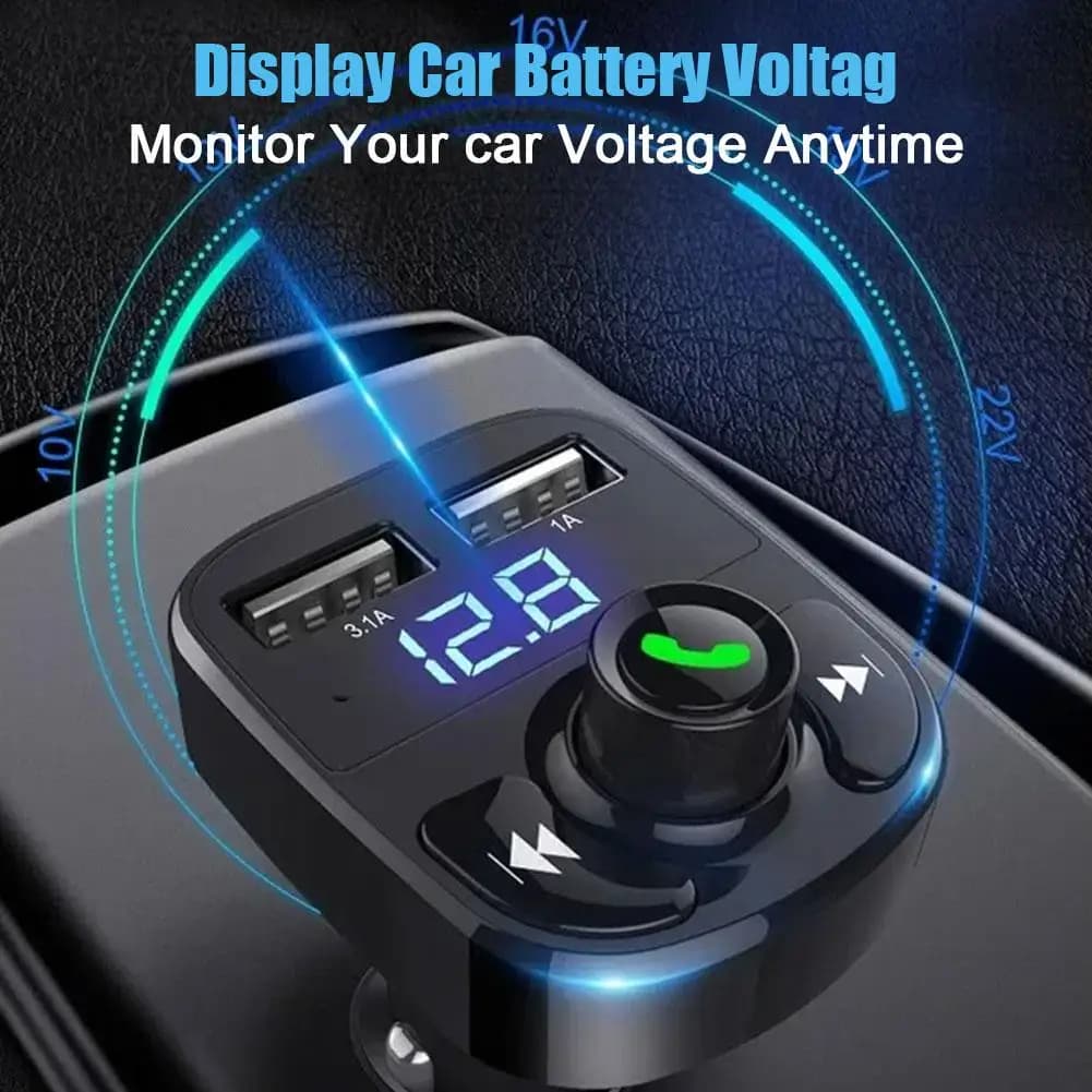 Wireless Bluetooth FM Transmitter & MP3 Player With Hands-Free Calling Radio Receiver Music Stereo Adapter Dual USB Charger