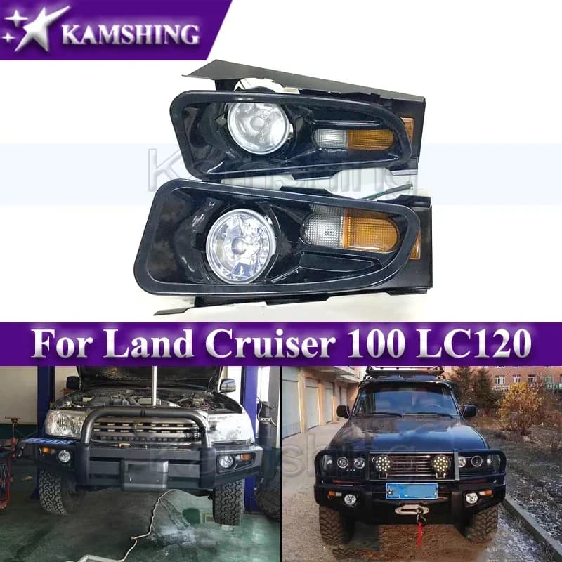 Kamshing 1 pair Front bumper Fendinebbia Group For Land Cruiser 100 LC120 LC120 Led Light Signal Lamp Front Fendinebbia Fendinebbia