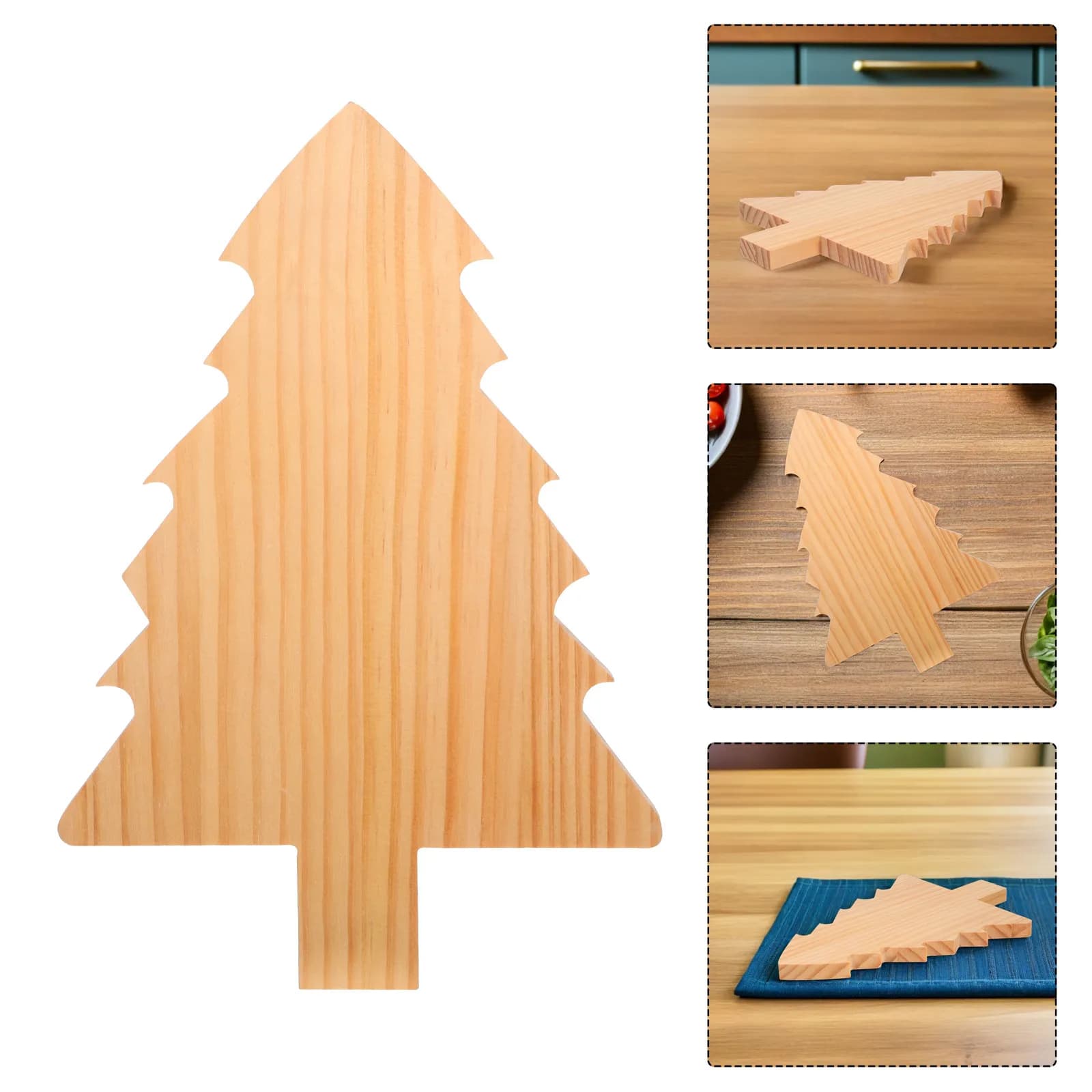 Wooden Christmas Tree Shaped Cutting Board Khaki Christmas Tree Serving Tray Charcuterie Cheese Dessert Snack Appetizer Display