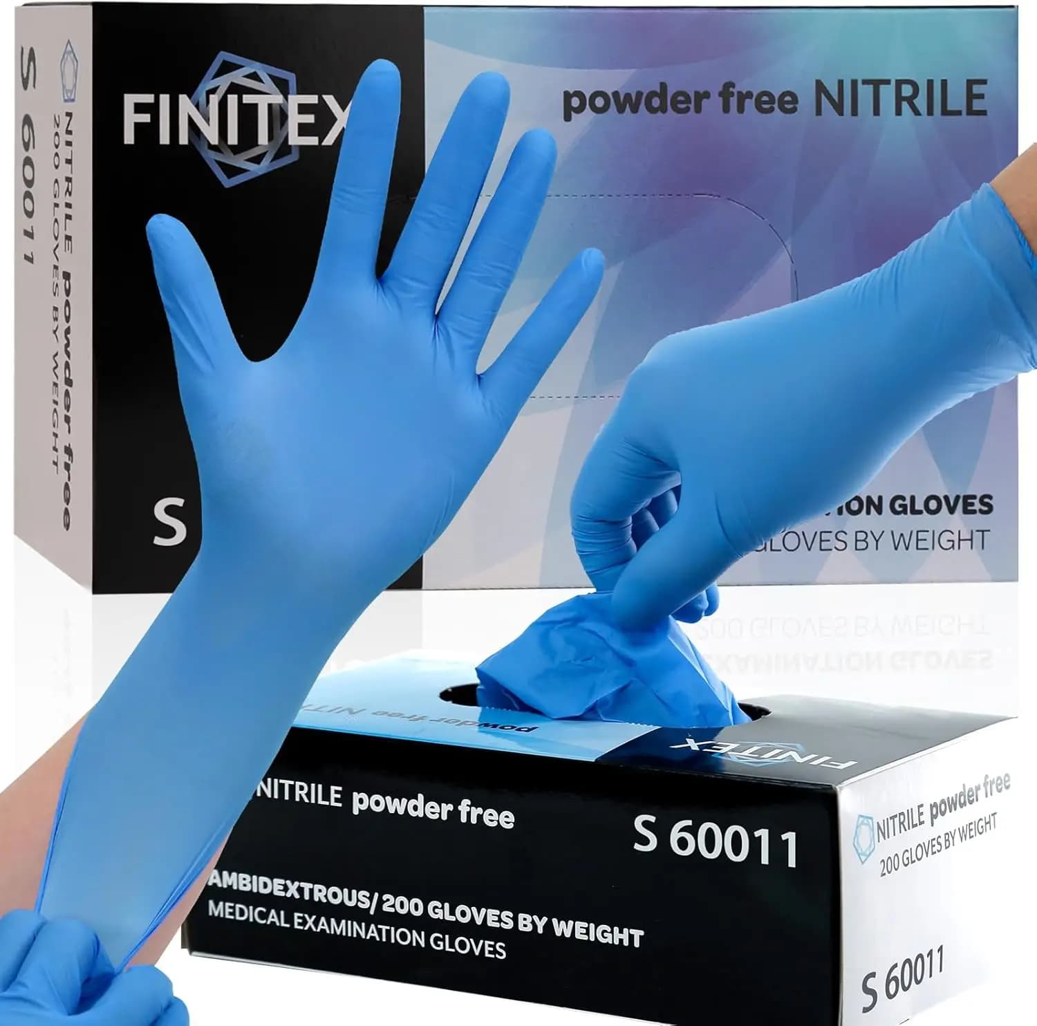 Guanti in Nitrile Blu per Esami, 200 Pezzi/Scatola, 3.5mil, Senza Polvere, Senza Lattice, per Uso Medico, Pulizie e Alimentare