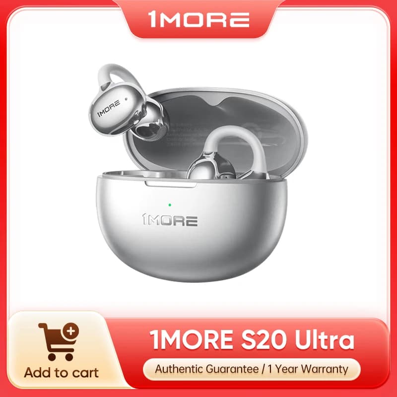 1MORE S20 Ultra Auricolari Open-Ear Bluetooth 6.0 Hi-Res LDAC 360 ° Cuffie Sportive IPX5 con Audio Spaziale, Traduzione AI ed ENC
