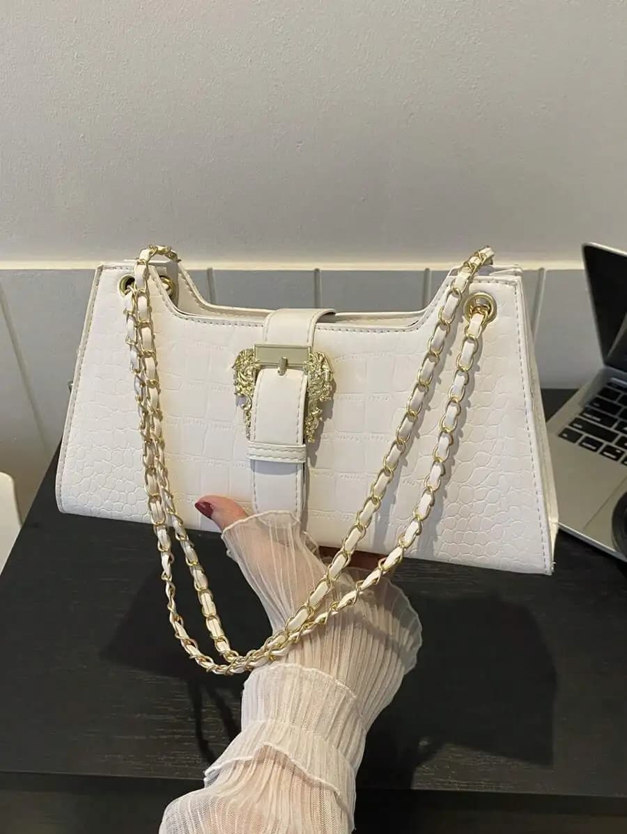 Women Stone Pattern Underarm Pouch Handbag