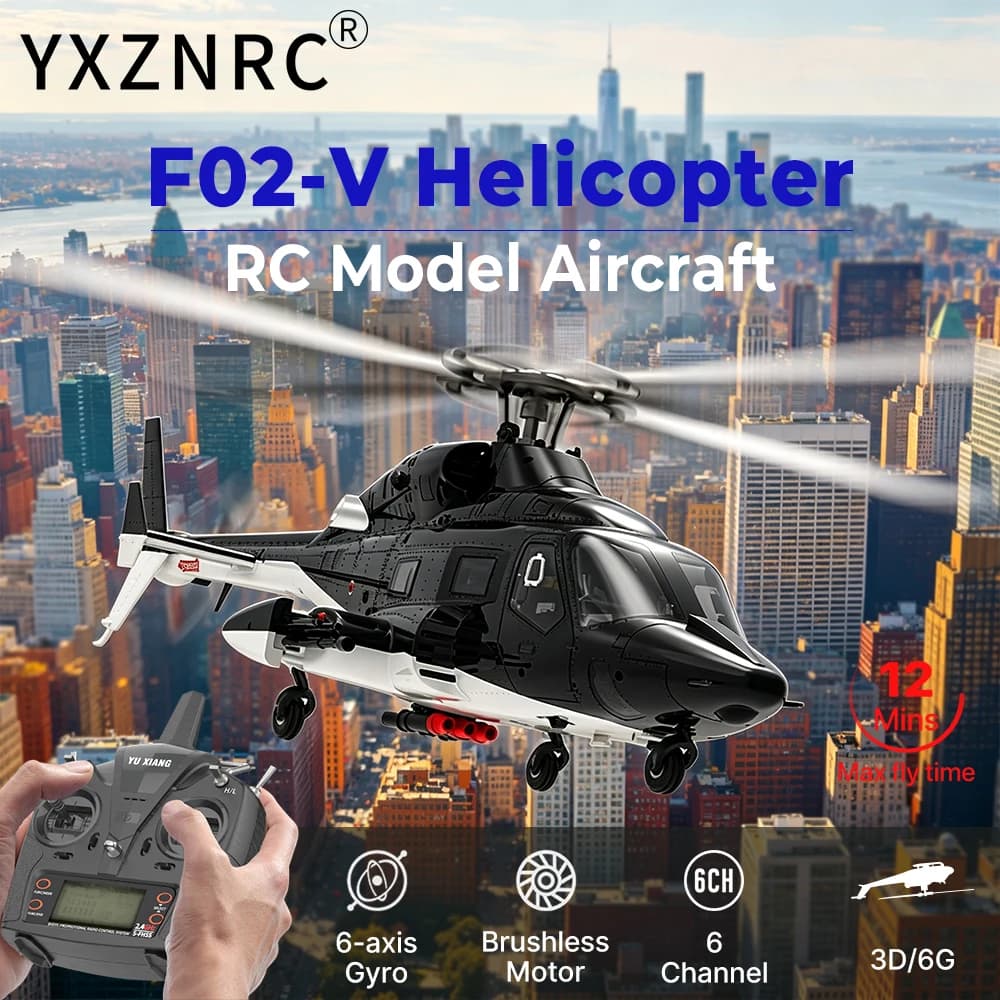 Elicottero RC YUXIANG F02-V con Volo 3D, 6 Canali, Motore Brushless, Giroscopio a 6 Assi, Scala 1/34, Airwolf