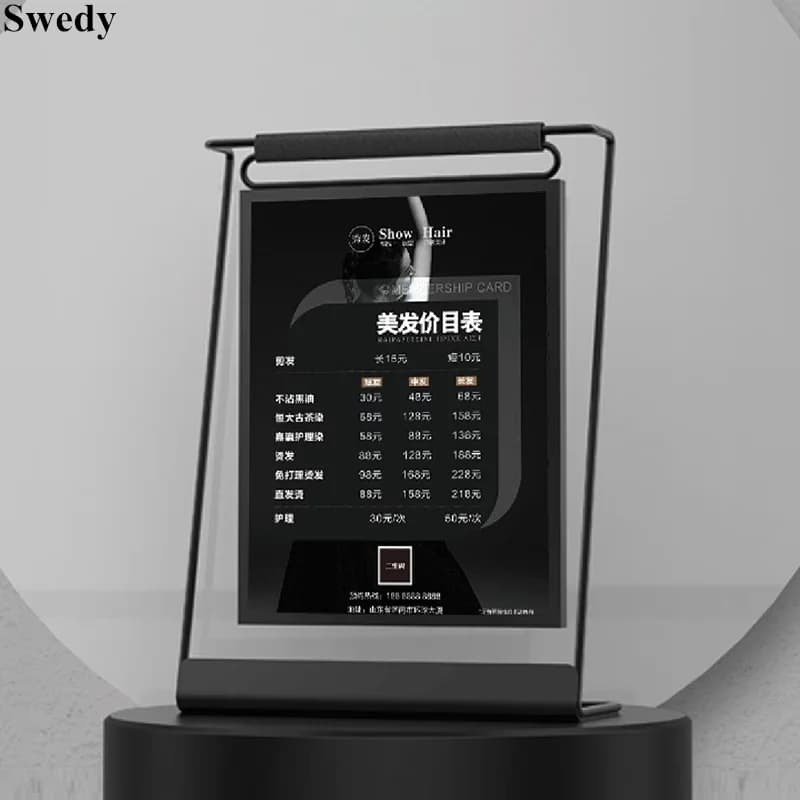 8 Inch Metal Table Acrylic Sign Holder Display Stand Menu Paper Price Label Holder Wedding Gift Picture Photo Poster Ad Frame