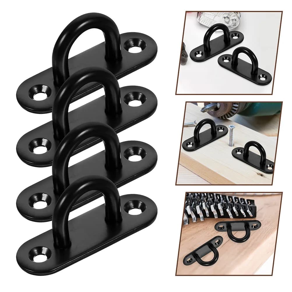 6Pcs Black Stainless Steel Ceiling Hooks U Bracket Wall Mount for Hanging Punching Bag Swing Plant Basket Ring Hook