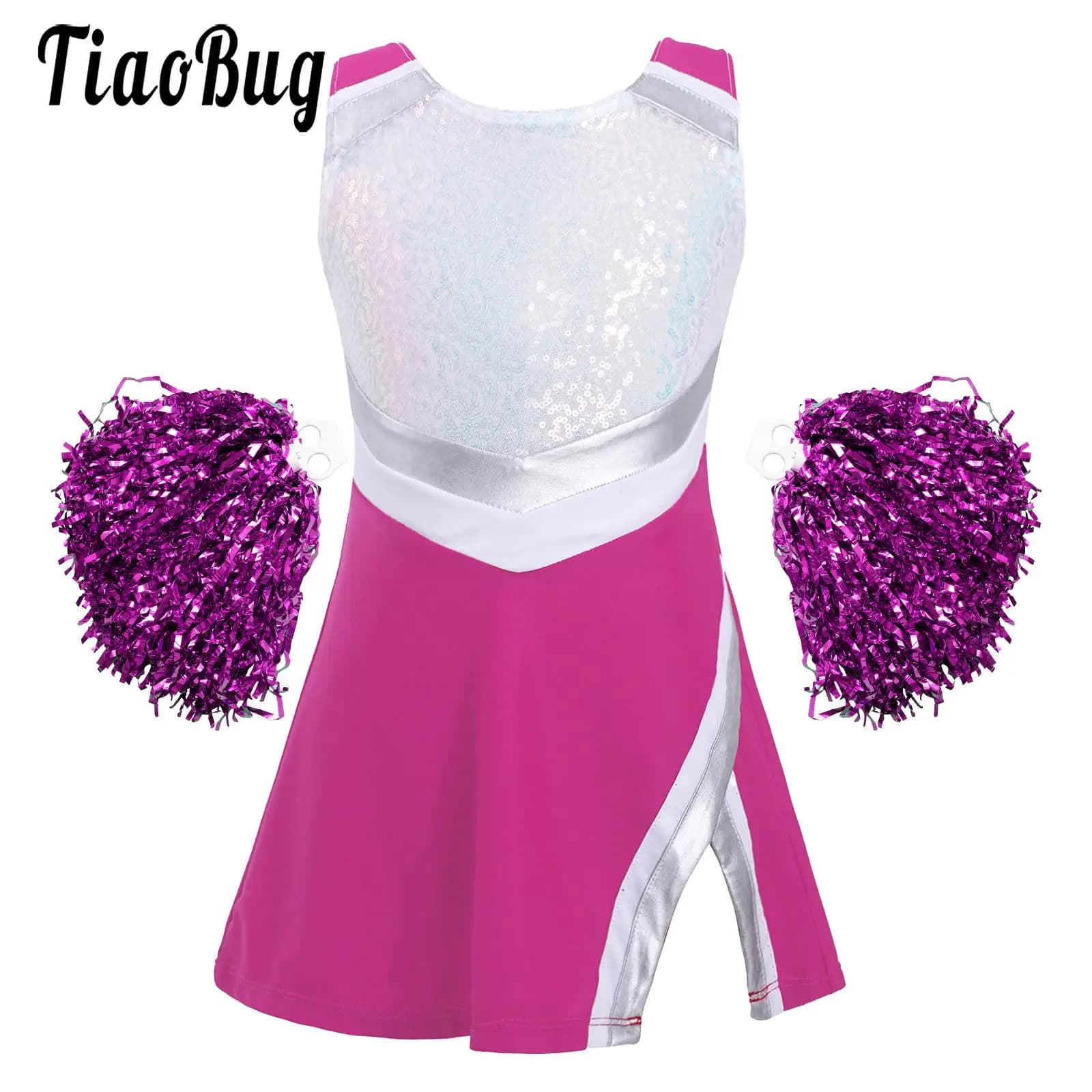 Kids Sports Cheer Leader Dresses Cheerleader uniform cheerleader costume from schoolgirl carnival dress Halloween dress with socks with pompon